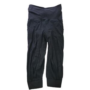 Athleta Size 6 2-in-1 Black Shorts Jogger Combo Cropped Pants Foldover Waist